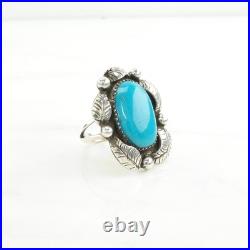 Native American Silver Ring Turquoise Leaf, Large Sterling Blue Size 6 1/2 Native American Silver Ring Turquoise Leaf, Large Sterling Blue Size 6 1/2