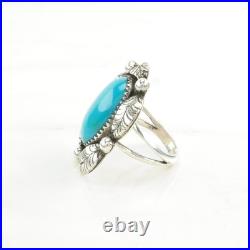 Native American Silver Ring Turquoise Leaf, Large Sterling Blue Size 6 1/2 Native American Silver Ring Turquoise Leaf, Large Sterling Blue Size 6 1/2