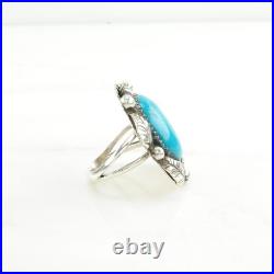 Native American Silver Ring Turquoise Leaf, Large Sterling Blue Size 6 1/2 Native American Silver Ring Turquoise Leaf, Large Sterling Blue Size 6 1/2