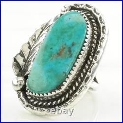 Native American Silver Ring Turquoise Leaf, Large Sterling Blue Size 6 3/4 Native American Silver Ring Turquoise Leaf, Large Sterling Blue Size 6 3/4