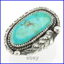 Native American Silver Ring Turquoise Leaf, Large Sterling Blue Size 6 3/4 Native American Silver Ring Turquoise Leaf, Large Sterling Blue Size 6 3/4