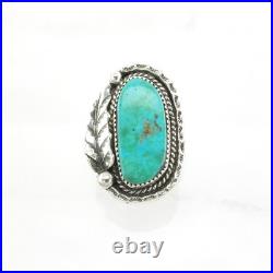 Native American Silver Ring Turquoise Leaf, Large Sterling Blue Size 6 3/4 Native American Silver Ring Turquoise Leaf, Large Sterling Blue Size 6 3/4