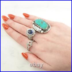 Native American Silver Ring Turquoise Leaf, Large Sterling Blue Size 6 3/4 Native American Silver Ring Turquoise Leaf, Large Sterling Blue Size 6 3/4