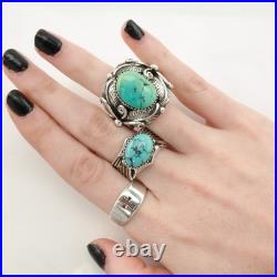 Native American Silver Ring Turquoise Leaf Sterling Blue Size 10 Native American Silver Ring Turquoise Leaf Sterling Blue Size 10