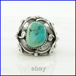 Native American Silver Ring Turquoise Leaf Sterling Blue Size 10 Native American Silver Ring Turquoise Leaf Sterling Blue Size 10