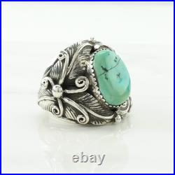 Native American Silver Ring Turquoise Leaf Sterling Blue Size 10 Native American Silver Ring Turquoise Leaf Sterling Blue Size 10