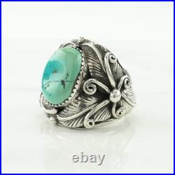 Native American Silver Ring Turquoise Leaf Sterling Blue Size 10 Native American Silver Ring Turquoise Leaf Sterling Blue Size 10