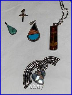 Native American, Southwestern Sterling Silver Lot/24pc Turquoise, Lapis, Onyx