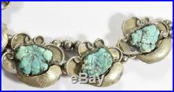 Native American Squash Blossom Necklace Silver Lg Chunks Matrixed Turquoise