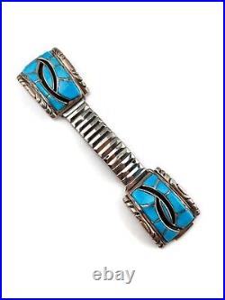 Native American Sterling Silver 925 Inlaid Turquoise Hummingbird Watch Tips
