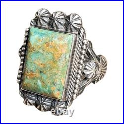 Native American Sterling Silver Green Turquoise Ring Size M&R Calladitto 12.5