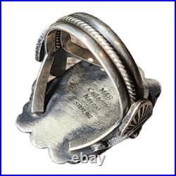 Native American Sterling Silver Green Turquoise Ring Size M&R Calladitto 12.5