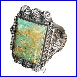 Native American Sterling Silver Green Turquoise Ring Size M&R Calladitto 12.5