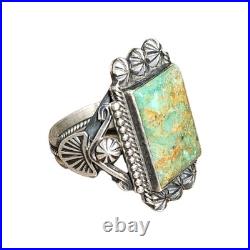 Native American Sterling Silver Green Turquoise Ring Size M&R Calladitto 12.5