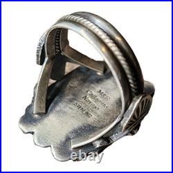 Native American Sterling Silver Green Turquoise Ring Size M&R Calladitto 12.5