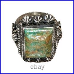 Native American Sterling Silver Green Turquoise Ring Size M&R Calladitto 12.5