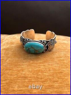 Native American Sterling Silver Navajo Darryl Becenti Royston turquoise cuff