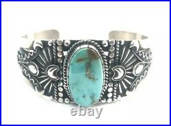 Native American Sterling Silver Navajo Handmade Royston Turquoise Cuff Bracelet