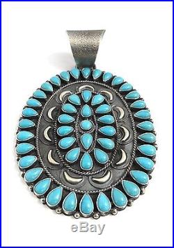Native American Sterling Silver Navajo Handmade Turquoise Pendant