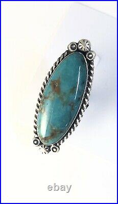 Native American Sterling Silver Navajo Indian Kingman Turquoise Ring Size 7