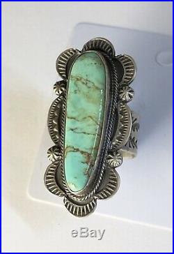 Native American Sterling Silver Navajo Indian Kingman Turquoise Ring Size 9 &1/2
