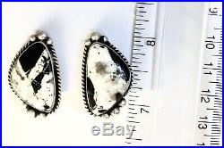 Native American Sterling Silver Navajo Indian White Buffalo Turquoise Earrings