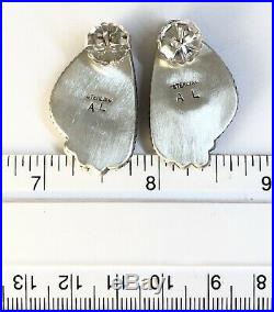 Native American Sterling Silver Navajo Indian White Buffalo Turquoise Earrings