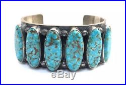 Native American Sterling Silver Navajo Kingman Turquoise Cuff Bracelet