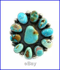 Native American Sterling Silver Navajo Kingman Turquoise Ring Size 10