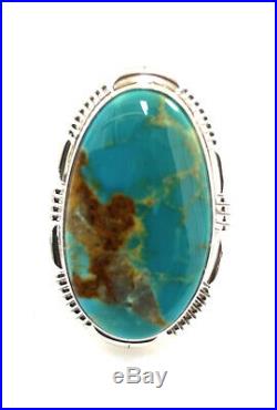 Native American Sterling Silver Navajo Kingman Turquoise Ring Size 8