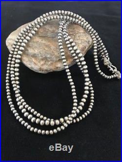 Native American Sterling Silver Navajo Pearls Necklace 21 3 Strand Gift