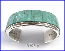 Native American Sterling Silver Navajo Pilot Mountain Turquoise Cuff Bracelet