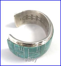Native American Sterling Silver Navajo Pilot Mountain Turquoise Cuff Bracelet