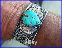 Native American Sterling Silver Old Edgar #8 Turquoise Cuff by Sunshine Reeves