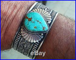 Native American Sterling Silver Old Edgar #8 Turquoise Cuff by Sunshine Reeves