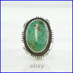 Native American Sterling Silver Ring Green Turquoise Oval Waterweb Size 6 1/2