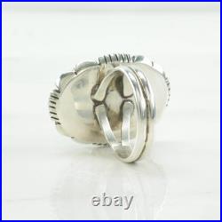 Native American Sterling Silver Ring Green Turquoise Oval Waterweb Size 6 1/2