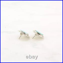 Native American Sterling Silver Sleeping Beauty Turquoise Earrings Stud