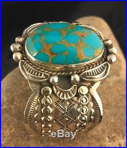 Native American Sterling Silver Turquoise Bracelet Albert Cleveland Rare