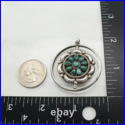 Native American Sterling Silver Turquoise Cluster Coral Rotating Pendant