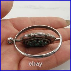 Native American Sterling Silver Turquoise Cluster Coral Rotating Pendant