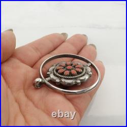 Native American Sterling Silver Turquoise Cluster Coral Rotating Pendant Native American Sterling Silver Turquoise Cluster Coral Rotating Pendant