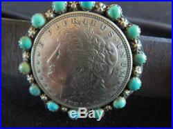 Native American Sterling Silver & Turquoise Concho Belt