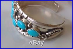 Native American Sterling Silver Turquoise Estate Bracelet Navajo Zuni Vintage