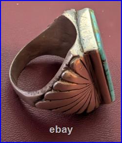Native American Sterling Silver Turquoise Ring Size 11 Mens Statement Southwest