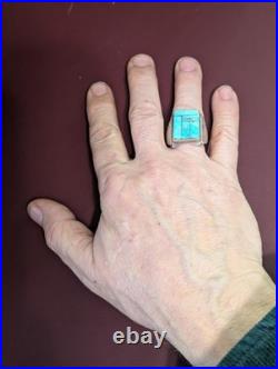 Native American Sterling Silver Turquoise Ring Size 11 Mens Statement Southwest