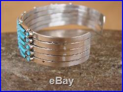 Native American Sterling Silver Turquoise Row Bracelet by Wyaco! Zuni Indian
