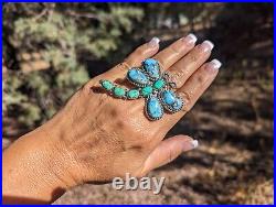 Native American Sterling Silver Turquoise ZUNI Ring Southwest Jewelry Adjustable