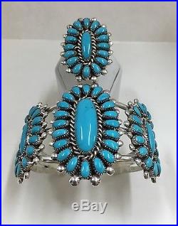 Native American Sterling Silver Zuni Sleeping Beauty Turquoise Cuff & Ring