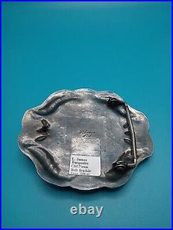Native American Sterling & Sonoran Gold Turquoise Concho Belt Buckle L James Old